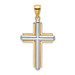 14K Two-tone Gold Beveled Cross Charm Pendant - (A93-273)