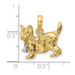 14K Two-tone Gold 3-D Cat Dangling Bell Charm Pendant - (A94-368)