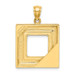 14K Yellow Gold With Enamel Aqua Picture Frame With flowers Charm Pendant - (A91-315)