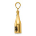 14K Yellow Gold Polished 3-D Enameled Champagne Bottle Pendant - (A85-183)