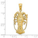 14K Yellow Gold Florida Lobster Charm Pendant - (A92-443)