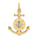 14K Two-tone Gold 3-D Anchor With White Compass Needle Charm Pendant - (A93-880)