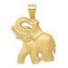 14K Yellow Gold Solid Satin Diamond-cut Open-Backed Elephant Pendant - (A83-167)