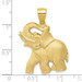14K Yellow Gold Solid Satin Diamond-cut Open-Backed Elephant Pendant - (A83-167)