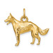 14K Yellow Gold Solid Polished 3-Dimensional German Shepherd Charm - (A86-914)