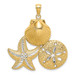 14k Yellow Gold and White Rhodium Diamond-cut Scallop, Starfish, with Sand Dollar Cluster Charm Pendant - (A94-150) 14k Yellow Gold and White Rhodium Diamond-cut Scallop, Starfish, with Sand Dollar Cluster Charm Pendant - (A94-150)