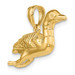14K Yellow Gold Solid Polished 3-Dimensional Mallard Charm Pendant - (A90-650)