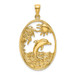 14K Yellow Gold Dolphin Jumping In Ocean Scene Charm Pendant - (A92-760)