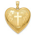 14k Yellow Gold 24mm Diamond-cut Cross Ash Holder Heart Locket - (A99-279)