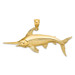 14K Yellow Gold 2-D Polished and Satin Swordfish Charm Pendant - (A92-483)