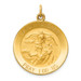 14K Yellow Gold Solid Satin Finish Medium Round St. Michael Medal - (B14-473)