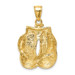 14K Yellow Gold Solid Polished Open-Backed Boxing Gloves Pendant - (A83-325) 14K Yellow Gold Solid Polished Open-Backed Boxing Gloves Pendant - (A83-325)
