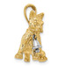 14K Two-tone Gold Dangling Bell Cat Charm Pendant - (A94-312)