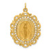 14K Yellow Gold Solid Satin Finish Fancy Pierced Oval Miraculous Medal - (B14-624)