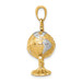 14K Yellow Gold & Rhodium 3-D Moveable Globe Pendant - (A84-478) 14K Yellow Gold & Rhodium 3-D Moveable Globe Pendant - (A84-478)