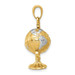 14K Yellow Gold & Rhodium 3-D Moveable Globe Pendant - (A84-478) 14K Yellow Gold & Rhodium 3-D Moveable Globe Pendant - (A84-478)