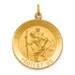 14K Yellow Gold Solid Satin Finish Medium Round Saint Christopher Medal - (B14-645)