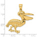 14K Yellow Gold 2-D Textured Pelican Charm Pendant - (A92-569) 14K Yellow Gold 2-D Textured Pelican Charm Pendant - (A92-569)