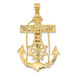 14K Two-tone Gold Mariner's Crucifix Pendant 56mm length - (A82-883)