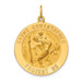 14K Yellow Gold Solid Satin Finish Large Round Saint Christopher Medal - (B14-771)