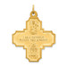 14K Yellow Gold Solid Satin Finish Large 4-Way Medal - (B14-696)