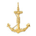 14K Yellow Gold 3-D Solid Anchor with Rope Pendant - (A86-989)