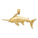 14K Yellow Gold 3-D Polished and Satin Swordfish Charm Pendant - (A92-654)