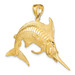 14K Yellow Gold 3-D Polished and Satin Blue Marlin Charm Pendant - (A92-778)