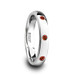 MAERA Polished and Domed Tungsten Carbide Wedding Ring with 3 Red Rubies Setting - 4mm ~ (H65-437)