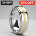 APOLLO Raised Center Tungsten Carbide Ring with Gold Inlay ~ (G65-429)