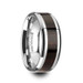 ARCANE Ebony Wood Inlaid Tungsten Carbide Ring with Bevels - 8mm ~ (G65-440) ARCANE Ebony Wood Inlaid Tungsten Carbide Ring with Bevels - 8mm ~ (G65-440)