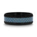 ATTICUS Blue Carbon Fiber Inlaid Black Ceramic Ring with Bevels - 8mm  ~ (G65-476) ATTICUS Blue Carbon Fiber Inlaid Black Ceramic Ring with Bevels - 8mm  ~ (G65-476)