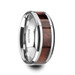 AUBURN Red Wood Inlaid Tungsten Carbide Ring with Bevels - 8mm ~ (G65-492) AUBURN Red Wood Inlaid Tungsten Carbide Ring with Bevels - 8mm ~ (G65-492)