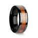 LEIFI Koa Wood Inlaid Black Titanium Ring with Bevels - 8 mm ~ (H65-365)
