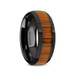 LINDEN Black Ceramic Polished Finish Mens Domed Wedding Band with Koa Wood Inlay - 8mm ~ (H65-381) LINDEN Black Ceramic Polished Finish Mens Domed Wedding Band with Koa Wood Inlay - 8mm ~ (H65-381)