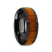 MABINI Black Ceramic Mahogany Wood Inlaid Mens Domed Wedding Band with Polished Finish - 8mm ~ (H65-433) MABINI Black Ceramic Mahogany Wood Inlaid Mens Domed Wedding Band with Polished Finish - 8mm ~ (H65-433)