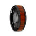 MANE Black Ceramic Polished Finish Mens Domed Wedding Band with Padauk Wood Inlay - 8mm ~ (H65-459)