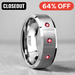 NEREUS Brushed Tungsten Flat Wedding Band with Polished Beveled Edges & Rubies - 8mm ~ (H65-598)