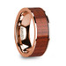 NIKANOR Polished Finish 14K Rose Gold  Men's Wedding Band with Padauk Wood Inlay - 8mm ~ (H65-605) NIKANOR Polished Finish 14K Rose Gold  Men's Wedding Band with Padauk Wood Inlay - 8mm ~ (H65-605)
