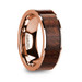 OLYMPOS Polished 14K Rose Gold  Men's Wedding Ring with Carpathian Wood Inlay - 8mm ~ (H65-642)