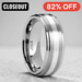 PRAETOR Silver Inlaid Raised Satin Finish Tungsten Ring - 8 mm ~ (H65-769)