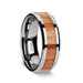 RUBRA Red Oak Wood Inlaid Titanium Ring with Bevels - 8mm ~ (H65-842) RUBRA Red Oak Wood Inlaid Titanium Ring with Bevels - 8mm ~ (H65-842)