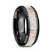 STAG Black Ceramic Beveled Men's Wedding Band with Off White Antler Inlay - 8mm ~ (H65-978)