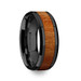THRACIAN Carpathian Wood Inlaid Black Ceramic Ring with Bevels - 8mm ~ (J65-188) THRACIAN Carpathian Wood Inlaid Black Ceramic Ring with Bevels - 8mm ~ (J65-188)