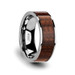 THRACO Flat Carpathian Wood Inlaid Tungsten Carbide Ring with Polished Edges - 8mm ~ (J65-189)