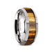 TIGRE Tungsten Carbide Polished Finish Mens Domed Wedding Band with Zebra Wood Inlay - 8mm ~ (J65-200) TIGRE Tungsten Carbide Polished Finish Mens Domed Wedding Band with Zebra Wood Inlay - 8mm ~ (J65-200)
