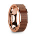 TITOS 14K Rose Gold  Men's Wedding Band with Rosewood Inlay & Polished Finish - 8mm ~ (J65-104)
