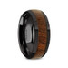 WALLACE Black Ceramic Polished Finish Mens Domed Wedding Band with Black Walnut Inlay - 8mm ~ (J65-199)