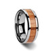 VERMILLION Red Oak Wood Inlaid Tungsten Carbide Ring with Bevels - 6mm-10mm VERMILLION Red Oak Wood Inlaid Tungsten Carbide Ring with Bevels - 6mm-10mm