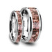 ARCHEAN Pink Dinosaur Bone Inlaid Tungsten Carbide Beveled Edged Ring - 4mm & 8mm
